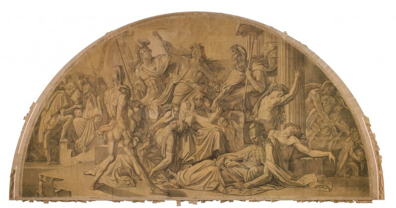Peter Cornelius , Karton zu den Deckengemälden der Glyptothek, Griechische Götter und Helden, 1820-1830 